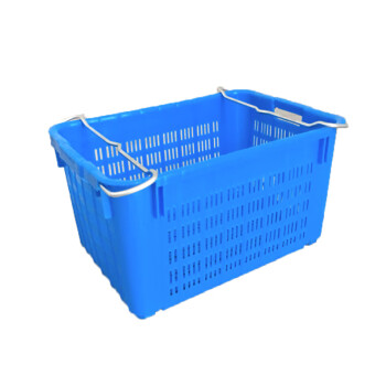 Homeglen 超大收纳筐塑料加厚长方形篮子储物杂物筐天蓝色带把60*42*30