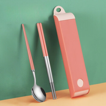 小月丫316L不锈钢便携餐具套装勺子筷子一套学生两件套混色