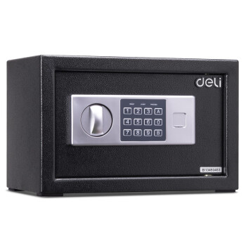 得力 (deli) 16654 小型保管箱 可入墙 床头衣柜隐藏嵌入式收纳柜 高20cm  电子密码款 黑色【ZY】