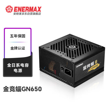 安耐美（Enermax）额定650W台式电脑电源 金竞蝠GN650 黑色（金牌认证/全日系电容/五年保固/加长扁线）