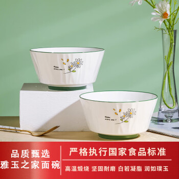 浩雅景德镇陶瓷餐具面碗大容量汤碗大号饭碗喝雅玉之家6英寸面碗2个装