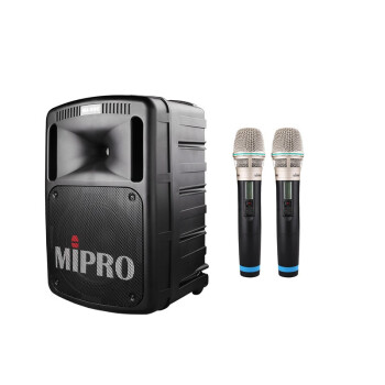 MIPRO 咪宝MA-808无线户外音箱蓝牙便携式会议移动拉杆音响大功率扩音机器 双手持话筒套装
