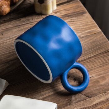 全适克莱因蓝咖啡杯马克杯陶瓷杯早餐杯牛奶水杯大耳朵杯茶杯情侣礼物