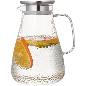 品维硼硅耐热玻璃冷水壶大容量玻璃杯凉水壶玻璃扎啤壶锤纹壶1.8L