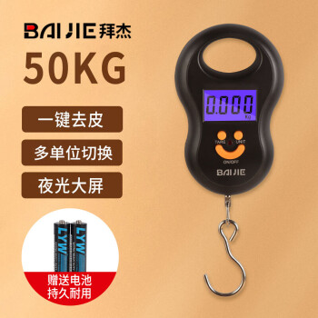 拜杰（Baijie）手提电子秤厨房电子秤 便携式手提秤 高精度弹簧秤  HL-168黑色