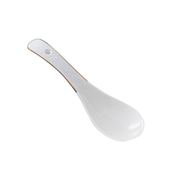 帕玛 汤匙 金边陶瓷勺子瓷勺调羹小汤勺瓢羹搅拌勺商用13cm