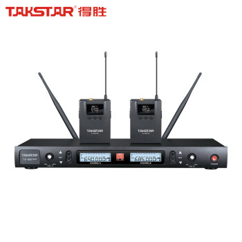得胜（ TAKSTAR）TS-8807PP分集式无线麦克风 双通道UHF频段红外对频技术会议培训教学通用零双领夹式 黑色