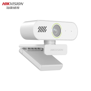 海康威视（HIKVISION）电脑摄像头 外置usb高清广角会议直播1080P自动聚焦带麦克风降噪麦摄像头 DS-E12a 磨砂白