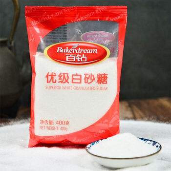 白砂糖优级绵白糖400g袋家用白沙糖非散装蔗糖百钻白砂糖400gx5袋