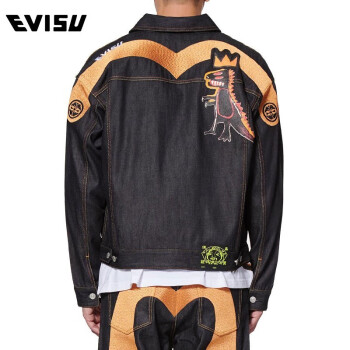 evisu20aw男士jeanmichelbasquiat恐龙图案大m牛仔外套牛仔蓝l