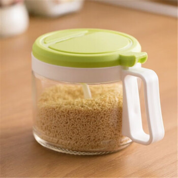 茶花玻璃调味罐家用厨房圆形调味瓶调料盒厨房用品盐罐 450ml 