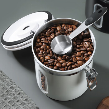 Mongdio咖啡豆密封罐 储物罐 单向排气阀 新升级透视304不锈钢咖啡罐