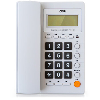 得力（deli） 电话机 座机 固定电话 免提通话 可接分机 大容量存储 双接口 灰白 785