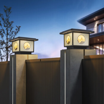 千岳中式柱头灯太阳能防水花围墙柱子灯