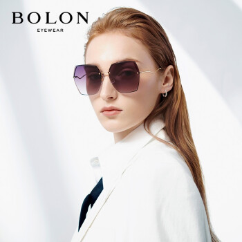 bolon暴龙眼镜新品女款太阳镜金属大框时尚墨镜bl7137a60紫渐进