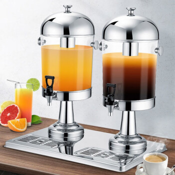 全适 不锈钢果汁鼎商用单头饮料桶西餐厅果汁机双头8L带龙头冷热均可