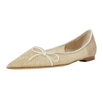 周仰杰（JIMMY CHOO ）女士肤色尖头平底鞋 CIBELLE FLAT BCQ 222 IVORY LATTE 37