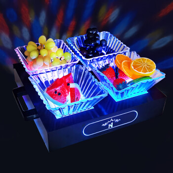 ktv果盘酒吧果盘创意三层四格六格蛋形发光果盘架零食水果小吃盘铁艺