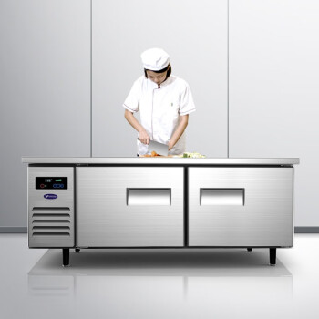 银都餐饮设备奶茶店设备全套不锈钢操作台冰柜商用冷藏工作台 直冷藏1.8*0.6*0.8