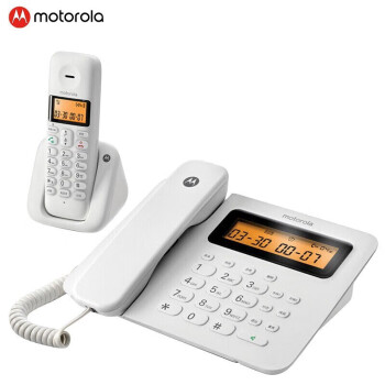 MOTOROLA摩托罗拉 C2601数字无绳电话机 无线座机 子母机一拖一  双免提 大屏背光 语音报号（白色)