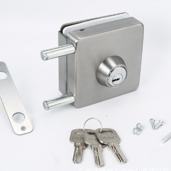 玻璃门锁方形玻璃锁免开孔单边锁插销锁公办室玻璃锁孔距64mm64mm孔距