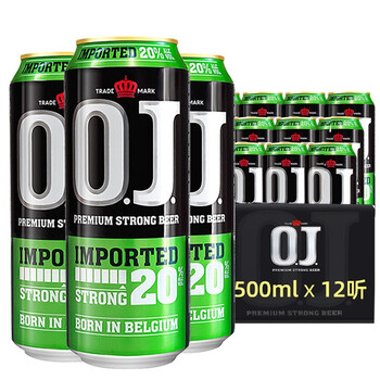 oj烈性啤酒20度 精酿高度啤酒比利时啤酒 原装进口500ml*12听