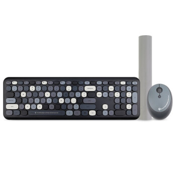 镭拓（Rantopad）RF108  无线键盘鼠标套装 圆形可爱 家用办公无线打字 少女心笔记本外接键盘黑色混彩