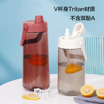 乐扣乐扣（LOCK&LOCK）大容量水壶运动吸管水杯健身便携冷水壶2L 红色ABF795RED