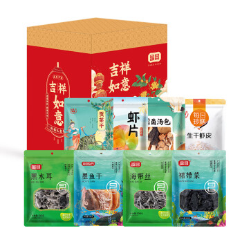 富昌食品 山珍海味大礼包B款1305g 海带丝黑木耳虾皮干货礼品