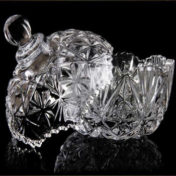 弗莱文茨水晶玻璃糖果罐钻石糖罐北欧储存玻璃罐 冠型炫彩储物罐（2只）