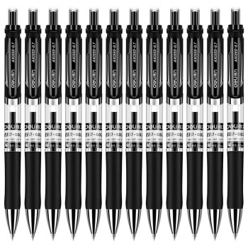 得力（deli） 中性笔 按动签字笔商务办公学生考试做题笔子弹头 0.7mm 12支/盒 S02黑色