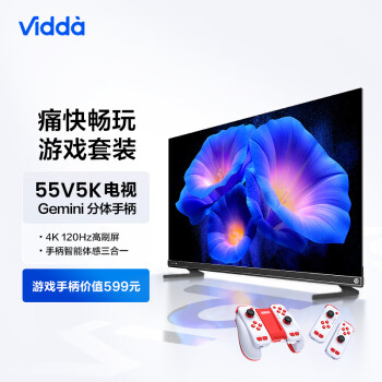 Vidda 55V5K 海信 55英寸 JBL音响 120Hz电视机+运动加加Gemini分体手柄三合一手柄套装 游戏电视