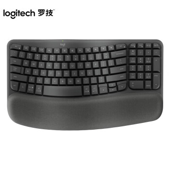 罗技（Logitech）Wave Keys人体工学键盘 自带掌托接收器 无线蓝牙键盘 黑色