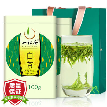 一杯香茶叶2022新茶明前绿茶安吉特产白茶礼盒装春茶散装2盒共200g茗茶