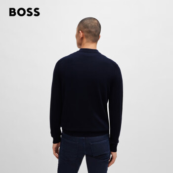 BOSS【礼物】 男士秋季2024新款刺绣徽标羊毛混纺Polo领毛衣