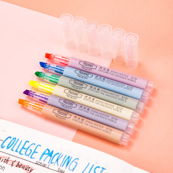 得力(deli)S624 6色荧光笔套装 学生彩色记号笔作业标记笔重点标记笔绘画手账多色笔 (6支/盒) 3盒装
