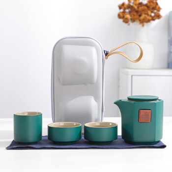 蒋莱（JANLA）榜眼堂一壶三杯旅行茶具实用陶瓷快客杯 绿色 其他颜色联系客服