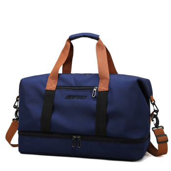 马呼屯 旅行包大容量登机行李袋干湿分离鞋仓包套拉杆出差健身包跨境bags 蓝色