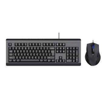 deli 有线键鼠套装 办公电脑薄膜键盘鼠标 USB接口 KB-N9100 黑色
