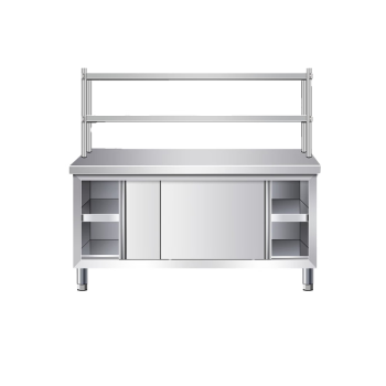 苏勒 不锈钢工作台带立架厨房操作台储物柜切菜桌子商用台面案板柜烘焙 组装款长80宽60高80cm单通