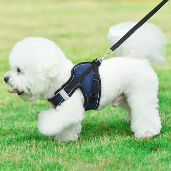 狗狗胸背带牵引绳小型犬泰迪法斗柯基背心式遛狗绳反光透气小狗胸背带