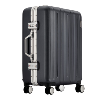 爱华仕行李箱铝框拉杆箱男万向轮旅行箱25英寸大容量女商务密码箱 灰色