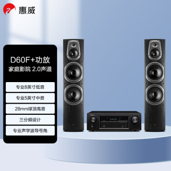 惠威（HiVi）D60F+天龙X540功放 2.0声道家庭影院音响套餐 高保真HiFi落地音箱 木质 客厅影院系统组合