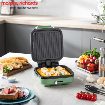 摩飞（MORPHYRICHARDS）电饼档家用早餐机小型多功能煎烤锅 轻食面包土司压烤机华夫饼机  绿色 MR8600