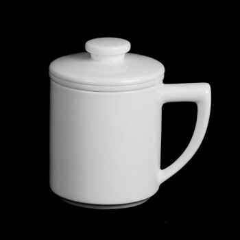瓷如画咖啡杯带杯盖白色陶瓷杯办公室家用水杯