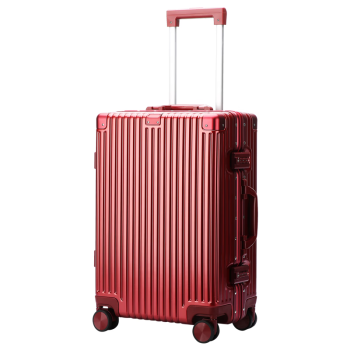 博牌拉杆箱铝框TSA密码锁行李箱男pc旅行箱女万向轮24吋婚箱红色