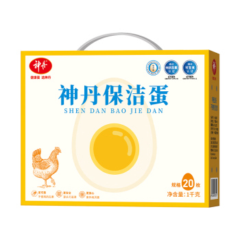 神丹营养美味鲜鸡蛋 鸡蛋生鲜礼盒 无抗保洁鲜鸡蛋50g*20枚礼盒