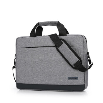 晴熙手提电脑包单肩笔记本包 防震加厚款 时尚通勤 浅灰色 15.6英寸