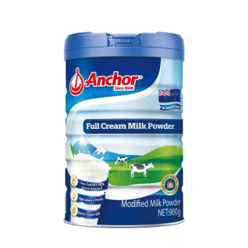 安佳（Anchor）新西兰进口奶源 高钙高蛋白 全脂奶粉900g罐装  新老包装随机发货