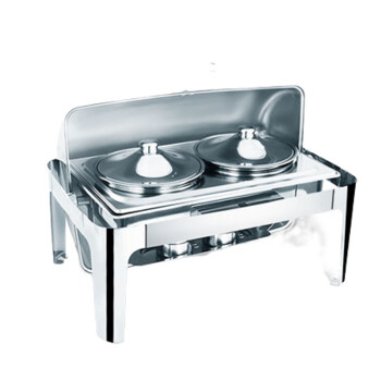 mnkuhg    不锈钢自助餐炉电加热方形保温炉可视翻盖保温锅   不锈钢盖配双汤炉2*4.5升